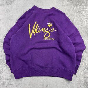 Vintage 90s Minnesota Vikings NFL Embroidered Purple Sweatshirt Crewneck USA M